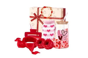 Romantic Valentine's Day Gift Set for Women Gift Box with Glass Tumbler Perfect Valentine's Present for Girlfriend/Her
