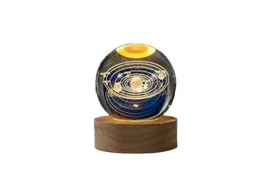 Super Elegant Gift Set Natural Solid Rubber Wood LED Lamp Base with Exquisite Scroll Combination and Crystal Glass Ball
