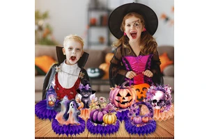 Modern Halloween Honeycomb and Pumpkin Decorations Festival Paper Props