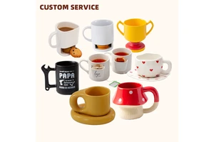 Customized Logo Handmade Creative Irregular-shaped Ins Cute Coffee Mug Ceramic Water Cups Gift Boxes And Ceramic Mugs