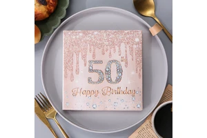 Gold Foil Birthday Napkins Happy Birthday Party Supplies Lunch Napkins Disposable Children's Birthday Party Gifts