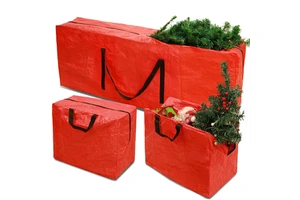 Xmas Storage Zippered Bag 3-Piece Large Foldable Waterproof Christmas Tree Storage Bag With 2 Christmas Decoration Bags