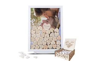 Unique Romantic Custom Name Date Wooden Heart Sign Signature Guest Book Infinite Love Wedding Guestbook Wedding Decoration