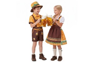 Children's Oktoberfest Costume Bavarian Style For Boys And Girls Party Halloween Performance Outfit Wheat Ear Design