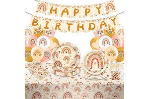 Rainbow Theme Party Supplies Disposable Paper Plates Birthday Party Birthday Decorations Baby Shower Serve 24 Party Set