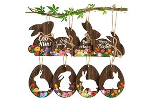 Easter Wooden Decorated Bunny Egg Dwarfs Cute Decoration Set Souvenir Gift Easter Carrot Wooden Ornament Eco-friendlys