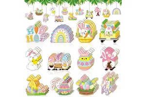 Easter Burlap Hanging Decorations Rabbit Egg Chick Carrot Basket Tree Ornaments Spring Christmas Tree Home Decor Adult Indoor