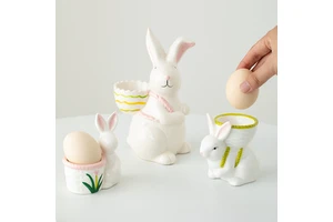 Creative Easter Hand-Drawn Cute Rabbit Ceramic Egg Tray Home Decor Ornament and Cross Border Crafts for Party