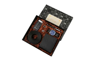 Business Gift Set for Men Premium Wallet, Belt & Watch with Gift Box, Perfect Father's Day Surprise