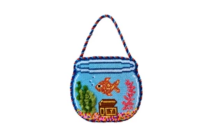 Fish Bowl Embroidered Personalized Needlepoint Creative Ornament Gifts for Christmas & Chinese New Year