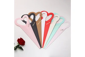 Josi Single Rose Heart-shaped Flower Box Love Peach Handle Mini Paper Box Heart Bouquet Flower Floral Shop