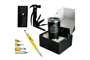 2023 Father's Day Eco-Friendly Glass Gift Set with Thermos Mug & Measuring Peen Hammer-Customizable Packaging & Personalization