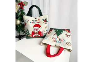 Christmas Gift Bag Cartoon Santa Claus Elk Xmas Tree Handheld Canvas Tote Bag Merry Christmas Decor Natal Navidad