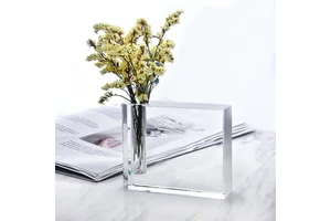 Elegant Handmade Square Bud Vase Crystal Crafts for Romantic Occasions Valentine's Day and Mother's Day