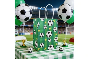 623174 Green Soccer Football Gift Bag Party Supplies Sports Theme Decorations Party Favor Bags Kids Adults Birthday Celebration