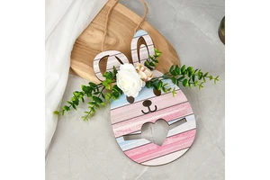 Wholesale Hot Selling Easter DIY Ornament Art Crafts Wooden Egg Shaped Rabbit Bunny for Home Party Desktop Decoration for Home
