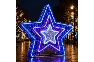 CE UL Durable Outdoor IP65 Rated Safe Low Voltage LED System Blue And Purple Frame 3D Star Motif Light For Halloween