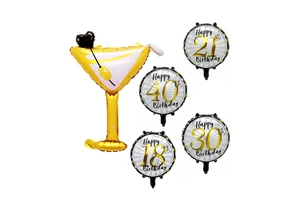 New 18 Inch Adult Birthday Round Shape Aluminum Birthday Balloons for 21, 30, 40, Birthday Balloon Party Decoration