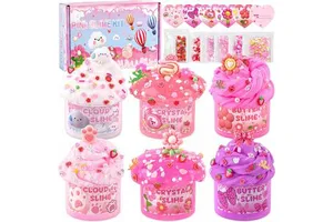 Factory Direct Sale 6 Pack Plastic Colored Clay Slime Kit For Kids Ages Colors Unisex Gift Box Party & Birthday Gift Slime Set