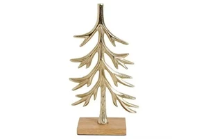 Rustic Wood & Metal Christmas Tree Ornament Vintage Style Holiday Table Decor Festive Decoration