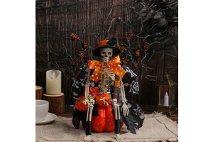 Modern Polyester Halloween Skeleton Pumpkin Display Item for Spooky Atmosphere Easter Party Decoration