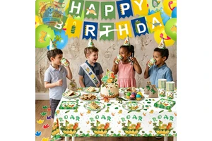 Hot Birthday Party Supplies Disposable Paper Plates Paper Cups Tissues Tablecloths Sets for Children's Birthday Party Wholesale