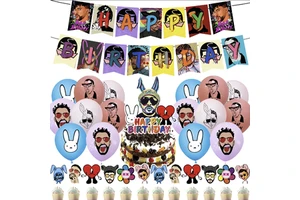 Bad Bunny Theme Birthday Party Supplies Adult Birthday Party Music Singer Fan's Party Gifts Boy and Girl Birthday Decoration