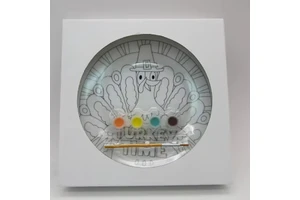 9 Inch DIY Thanksgiving Plate Craft Kit Handmade Porcelain Earthenware Turkey Painting for Kids Home Decoration Art Supplies