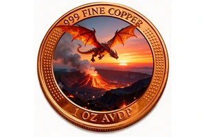Source Manufacturer One Ounce 999 Pure Copper Memorial Coin High Relief Edge UV Printed Inner Panel Animal Custom Center Insert