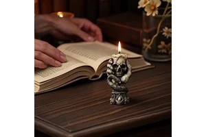 DUMO Skull Candle Silicone Mold Halloween Atmosphere Desktop Decoration Aromatherapy DIY Making Simulation Hand-held Skull