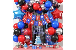 Wholesale Birthday Party Decorations Balloon Set with Happy Birthday Banner Fringe Curtain for Hero Theme Party Supplies