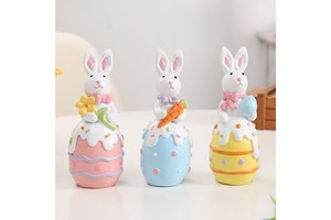 Hot Selling Cross-border Easter Decorations European-style Cute Cartoon Style Resurrection Rabbit Egg Resin Decoration Home