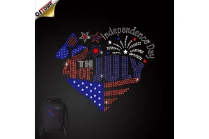 2024 New Arrivals Independence Day Transfers Customized Rhinestone Logo Transfer