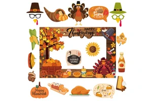 New Style Thanksgiving Unique DIY Paper Decorations Atmosphere Handheld Photo Prop Funny Frame Party Gift Gatherings