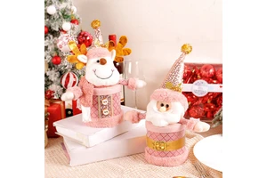 Hot Selling Christmas Gift Santa Claus Snowman Deer Pink Apple Box Candy Can Doll