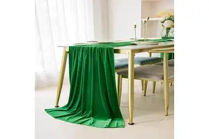 Green Velvet Christmas Table Runner Cloth Decor 20 X 120 Inches 10ft Fabric Luxurious Thanksgiving Wedding Runner For New Year