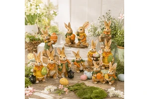 Wholesale Easter Bunny Garden Decoration Custom Polyresin Rabbit Figurines Outdoor Yard Ornaments