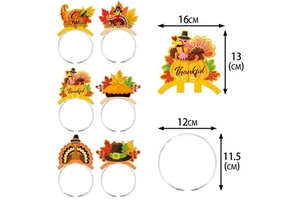 6Pcs Beautiful Colorful Paper Happy Thanksgiving Party Decoration Hairbands Fall Maple Leaves Supplies Set for Thanksgiving