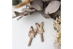 Customized Laser Engraving On Wood Logo Easter Bunny Pattern Door Handle Pendant Decoration For New Home Decor Wooden Craft