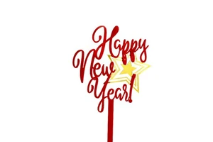 New Product 2026 New Year Red and Gold Acrylic Cake Decoration Happy New Year Acrylic Cake Topper Cake Decoration Accessories