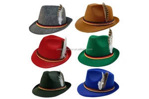 Wholesale Custom Woven Label Bavarian Traditional German Oktoberfest Festival Decoration Fedora Hats Oktoberfest Beer Hats