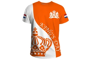 New Design Netherlands T Shirt for Men Holland King Day Crown Printing Men's T-shirt Wholesale Custom Logo/Text Shirt for Male
