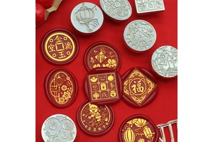 High Quality New Year's Greetings Series Lantern Fireworks May You Be Happy and Prosperous Wax Seal Stamp Head