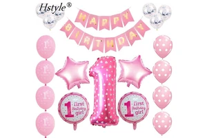 1st Kids Birthday Party Decoration Balloon Set Baby Boy Girl Happy Birthday Number 1 Balloons Supplies SET384