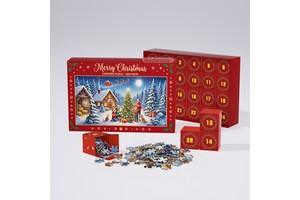 Hot Sell Christmas Advent Calendar 24 Days Countdown Jigsaw Puzzle 1000 Pieces Custom Paper Christmas Puzzle For Kids Adult