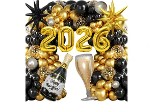 2026 Happy New Year Foil Balloon Set New Year Festive Party Balloons Set with Colorful Designs for Celebrations & Decor