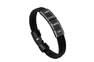 Father Day Special Gift Idea Engraveable Dad Gift Men Bracelet Diy Leather Bracelet for Dad