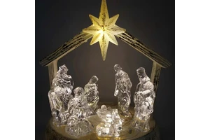 9" Luminous Crystal Jesus Birth Scene Christmas Nativity Set for Gift