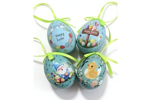 Shunyuan High Quality Cute Rabbit Print Christmas Eggs Creative Hanging Foam Ornaments Christmas Basket Fillers Holiday