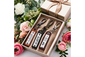 Leather Dad GIft Keychain Dad Birthday Gift Key Chain Personalized New Daddy Father's Day Gift Support DIY Laser Logo Keychain